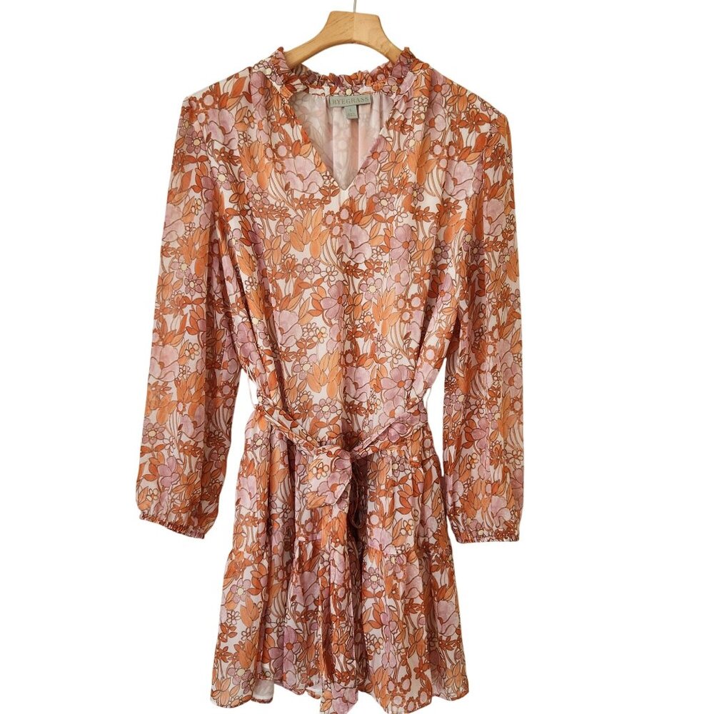 Ryegrass Floral Long-Sleeve Ruffled Dress Lightweight Flowy Cottagecore Coquette